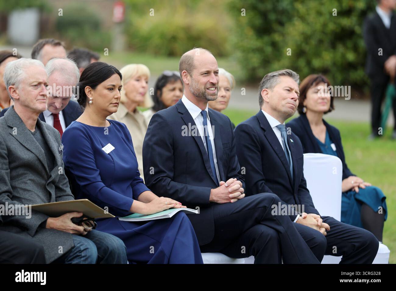 Britain's Prince William attends the launch of the Global Humanitarian Memorial, in London, Wednesday, Oct. 1, 2025. (Chris Jackson/Pool Photo via AP) Stockfoto