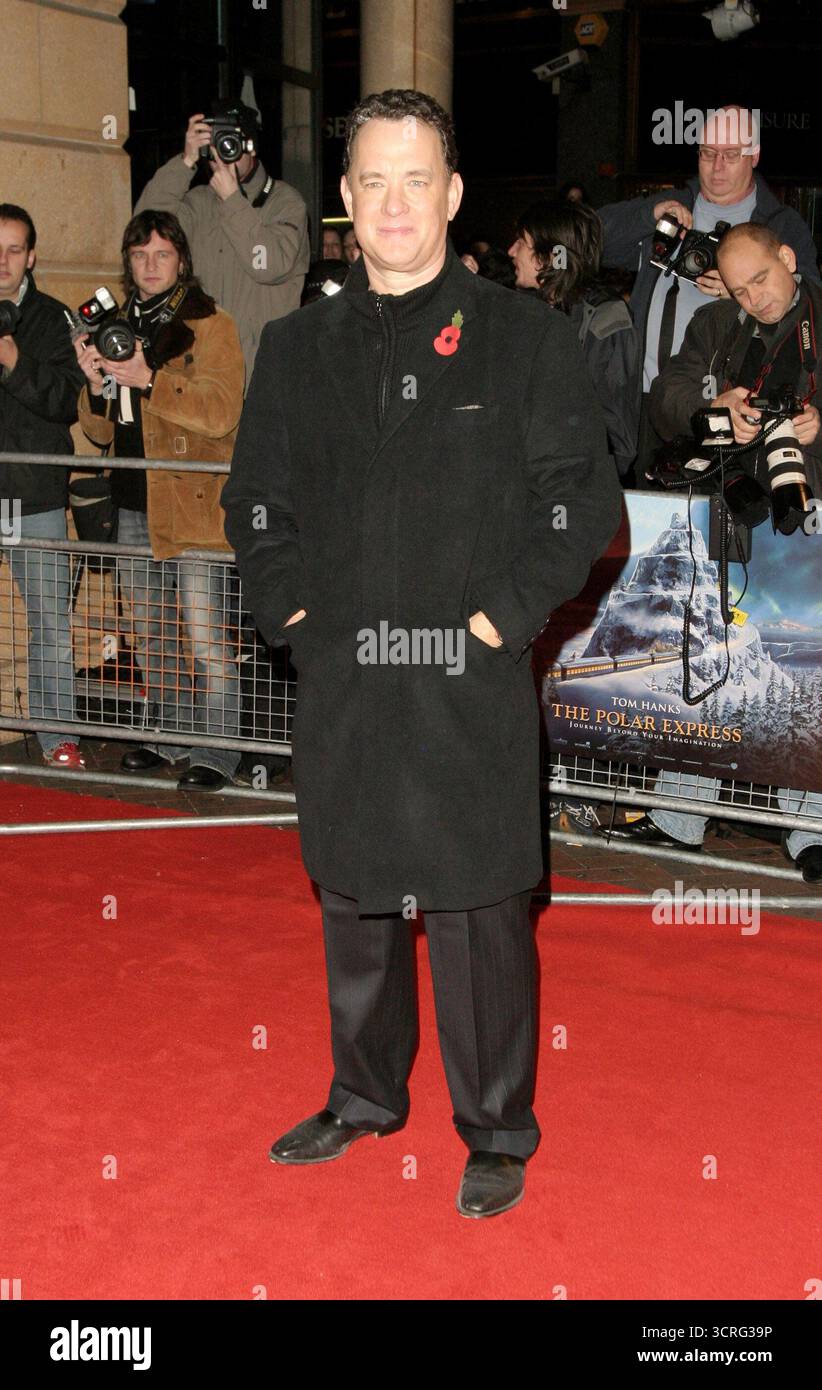 Tom Hanks bei der britischen Premiere des Polar Express. Vue Leicester Square, London, 17. November 2004 Stockfoto