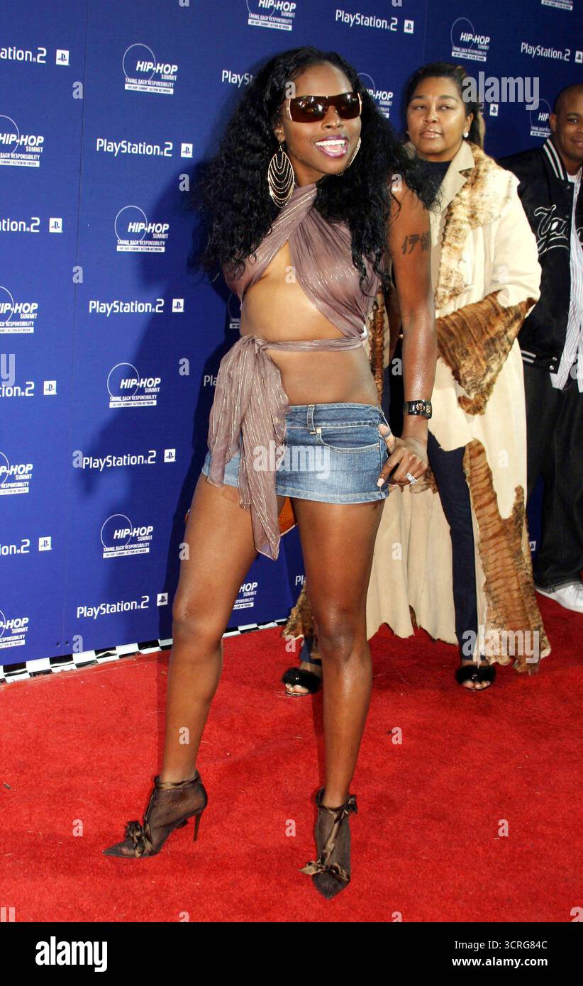 Foxy Brown kommt am 14. Oktober 2004 beim PlayStation 2 Hip Hop Summit Action Network „Race to the Polls“ im Hammerstein Ballroom in New York City an Stockfoto