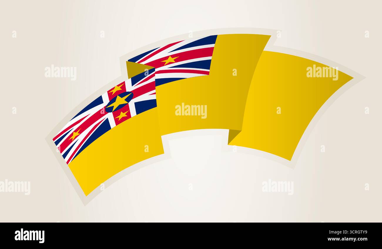 Niue Flag in abstrakter Ribbon Form, nationales Symbol der Niue. Dieser Vektor ist ideal für nationale Veranstaltungen, Unabhängigkeitstag, internationale sporen Stock Vektor