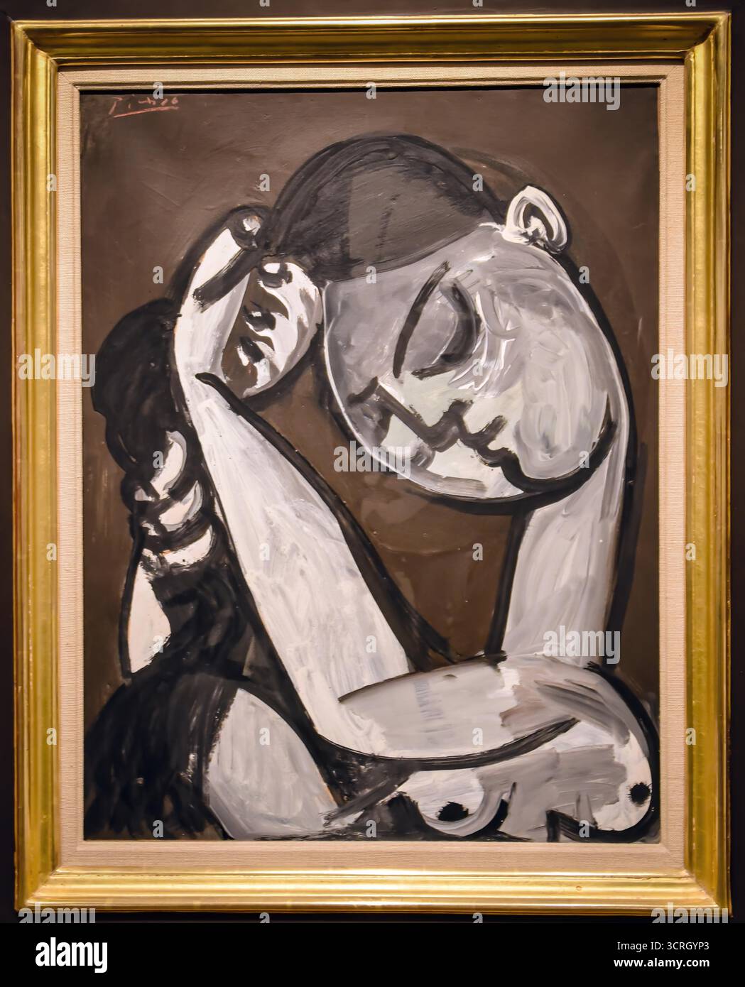 Pablo Picasso, Frau, die sich die Haare putzt, 1952, Meisterwerk des Nachkriegs-Porträts. Stock Vektor