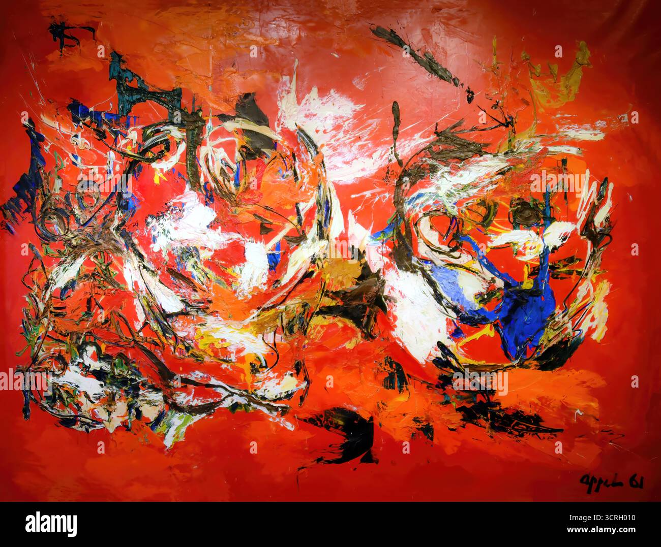 Karel Appel, Head Burst on Red, 1961. Stock Vektor