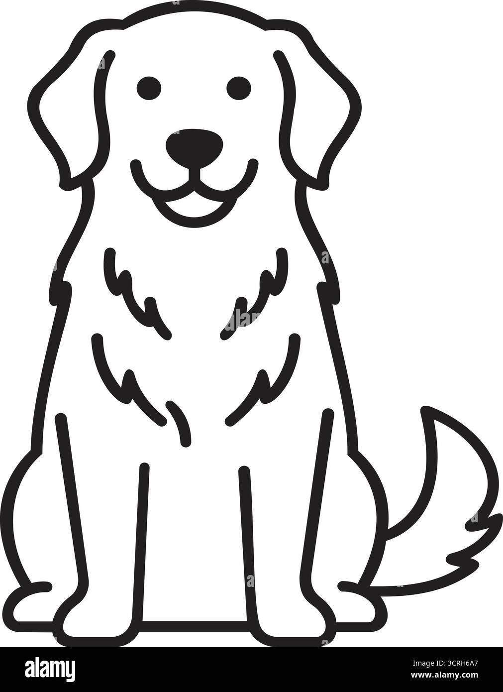 Diese bezaubernde Illustration zeigt einen freundlichen Hund, perfekt für verschiedene Projekte. Seine einfachen, klaren Linien machen ihn ideal für Kinderbücher und Tierfreunde Stock Vektor