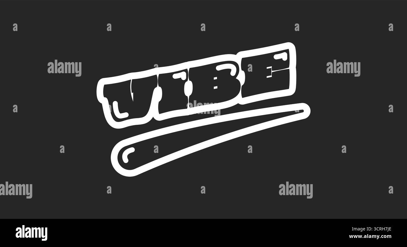 Vibe Retro Black Outline Social-Media-Phrase Stock Vektor