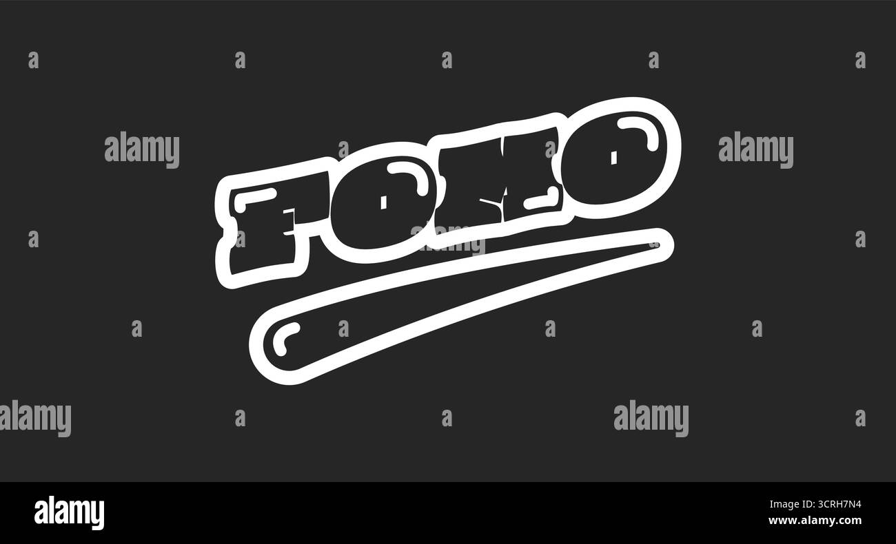 FOMO Akronym Retro Black Outline Social Media Phrase Stock Vektor