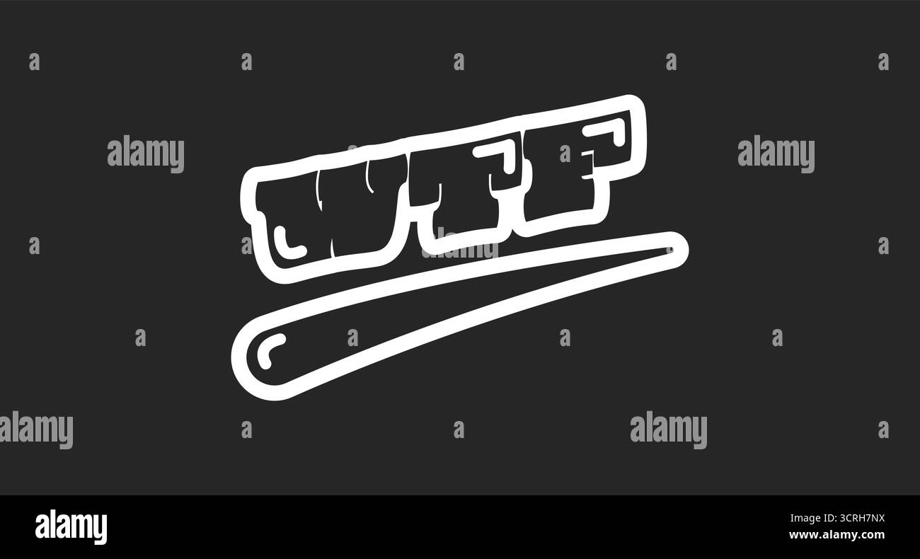 WTF Abkürzung Retro Black Outline Social Media Phrase Stock Vektor
