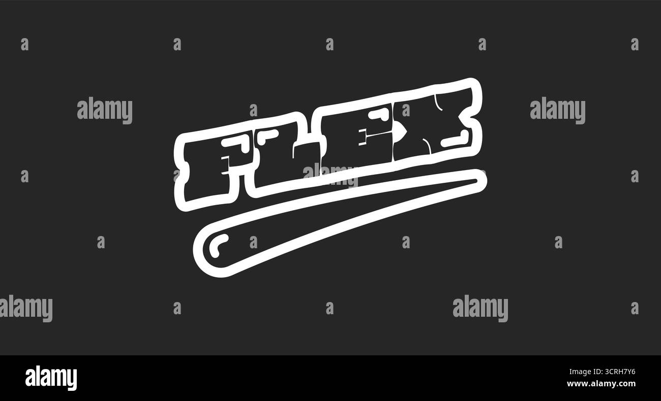 Flex Retro Black Outline Social-Media-Phrase Stock Vektor