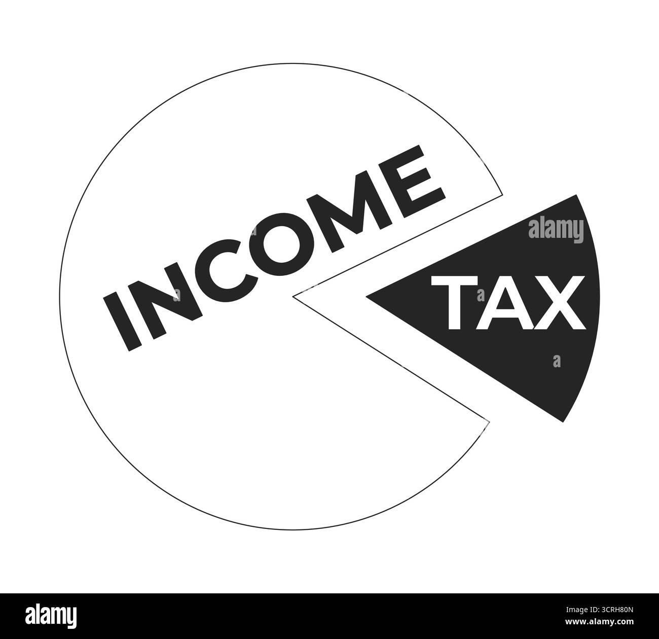 2D-Zeilenobjekt in Infografik des Kreisdiagramms für Einkommensteuer Stock Vektor