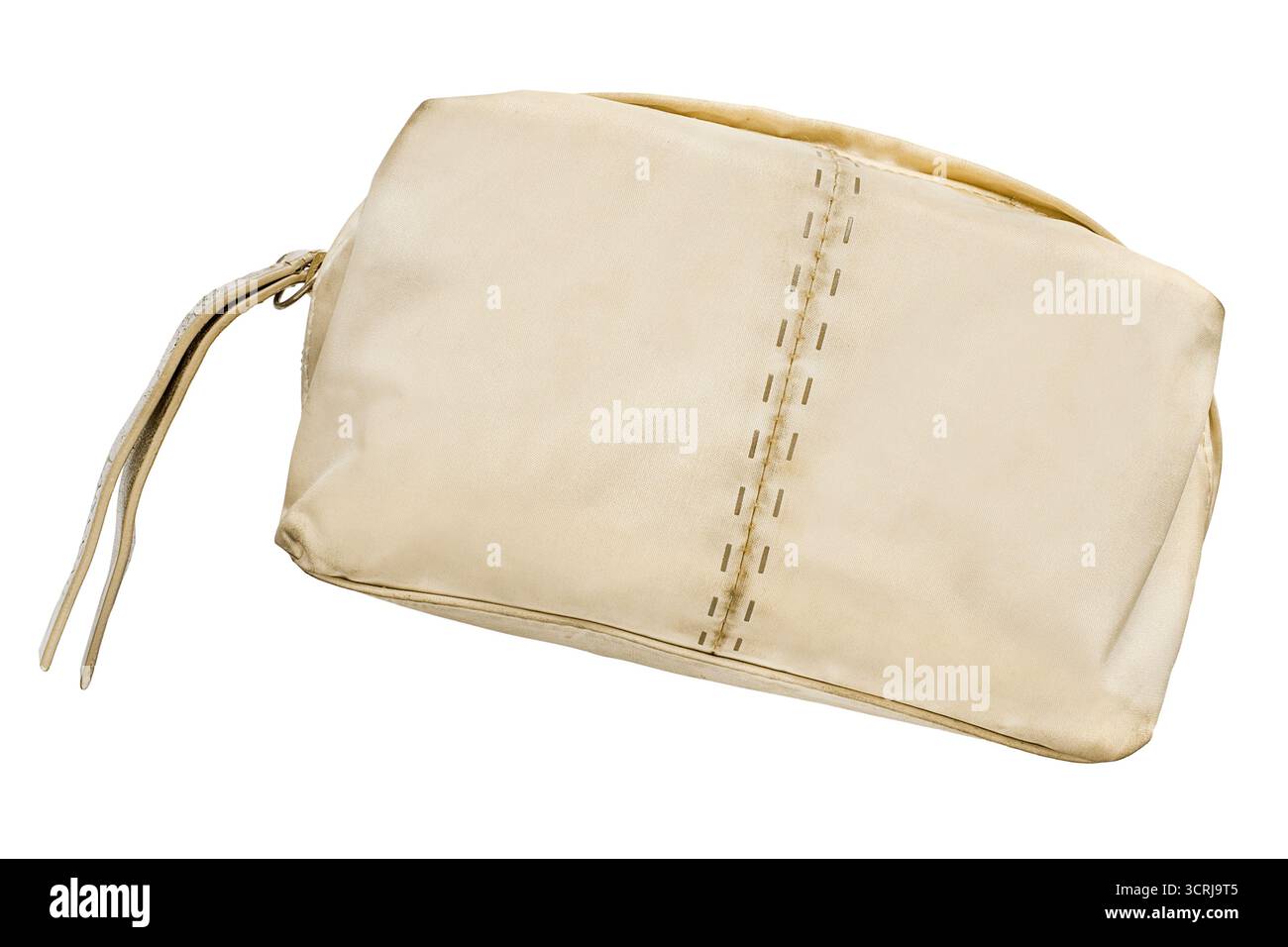 Beige Stoff alte Reisetasche isoliert auf weißem Hintergrund Stockfoto