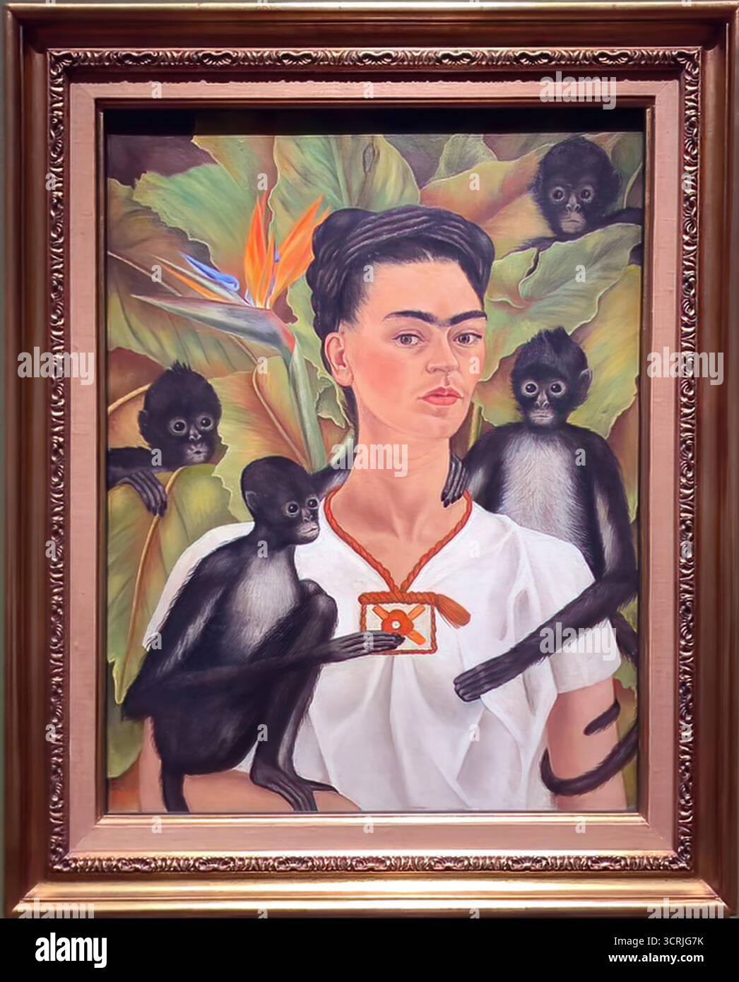 Frida Kahlo, Selbstporträt mit Affen, 1943, mexikanisches Selbstporträt-Meisterwerk mit Surrealismus. Stock Vektor