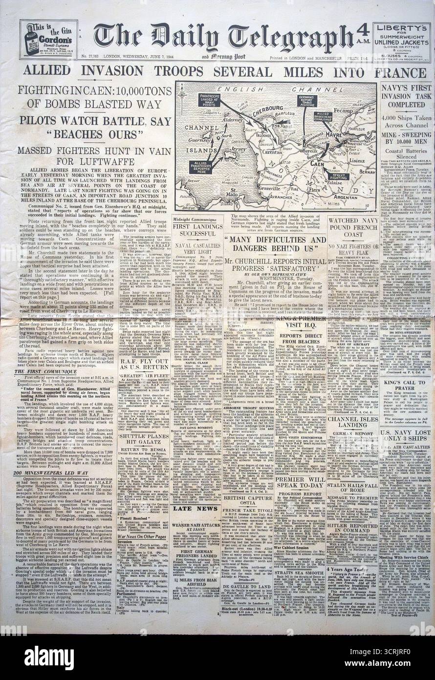 Britische Zeitung berichtet über D-Day Stockfoto