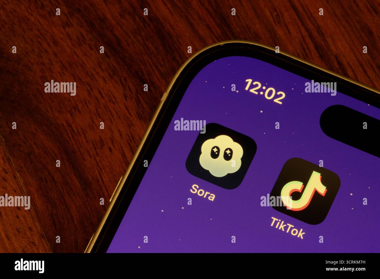 Sora- und TikTok-App-Symbole werden auf dem Bildschirm eines iPhones angezeigt. Stockfoto