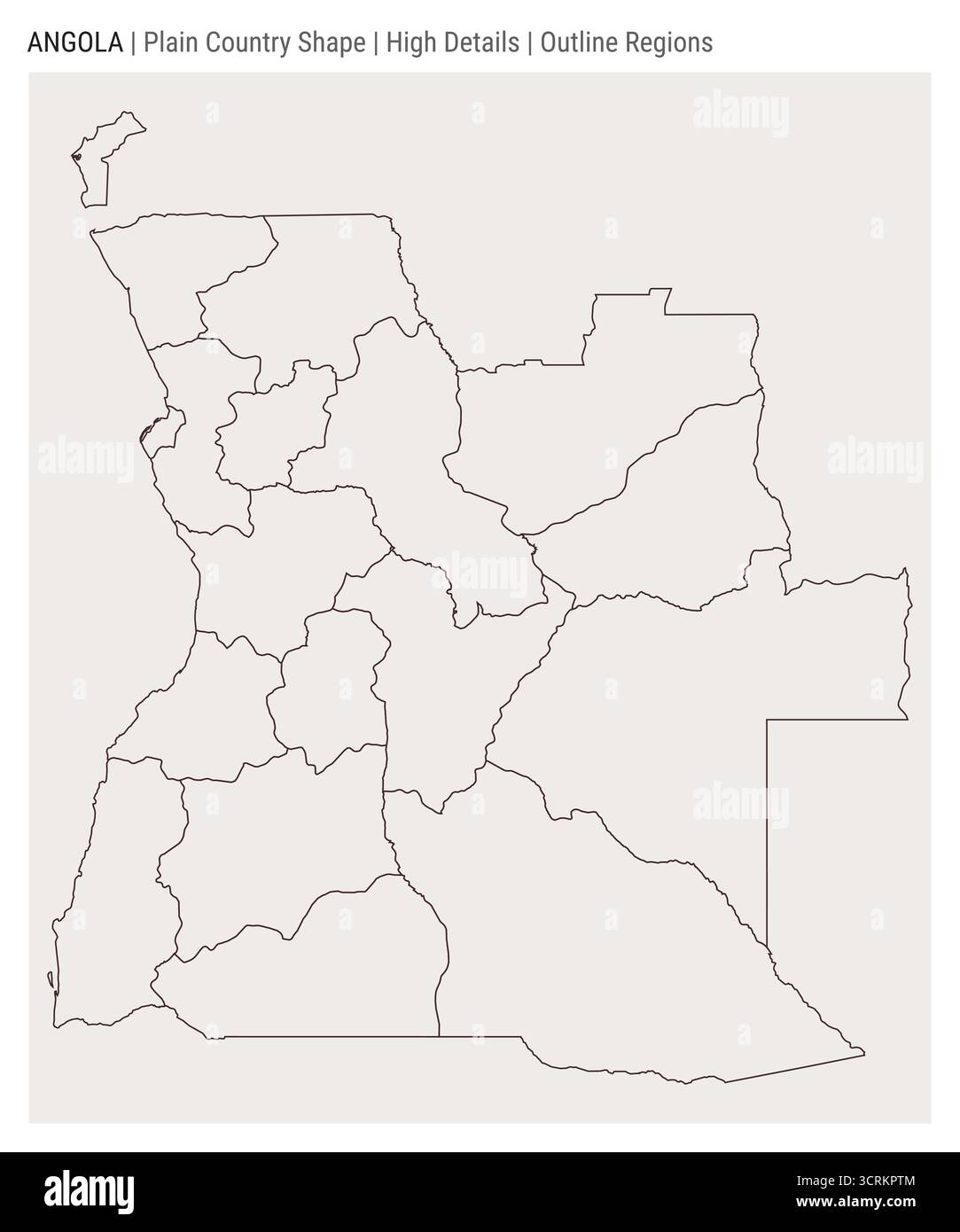 Angola einfache Landkarte. Hohe Details. Stil für Modellbereiche. Gestalt Angolas. Vektorabbildung. Stock Vektor