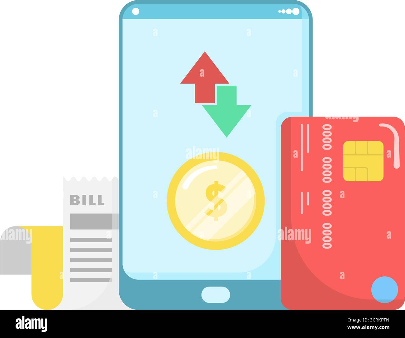 Online-Kreditkartentransaktionen mit Smartphones Stock Vektor