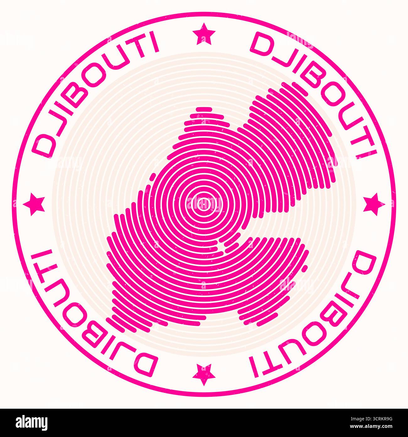 Dschibuti-Karte mit rundem Titel. Ländliche Ringe. Dschibuti-Text um die Landesgrenze. Klassische Vektorillustration. Stock Vektor