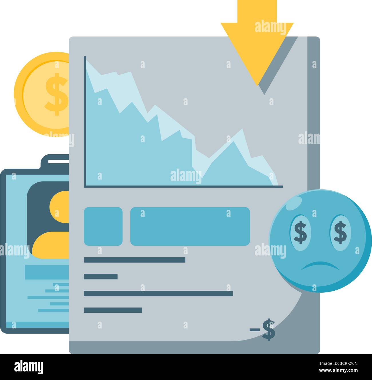 Darstellung des finanziellen Verlusts des Unternehmens, abnehmendes Finanzdiagramm Stock Vektor
