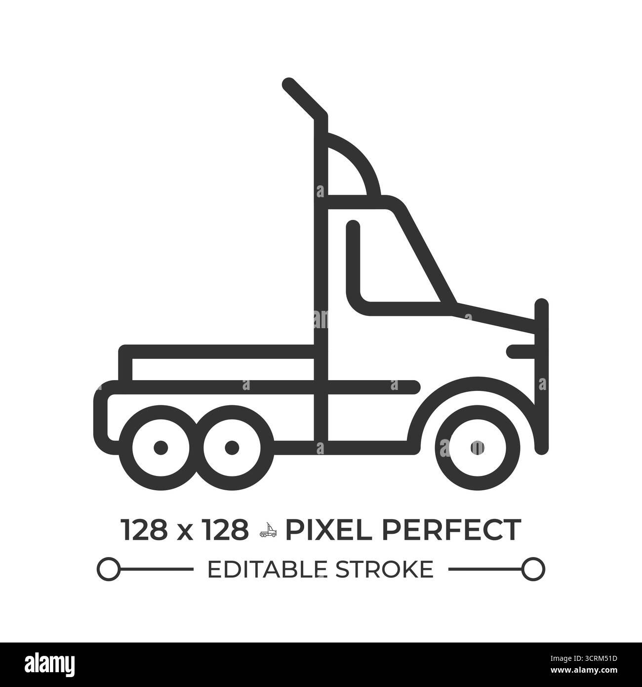 Symbol für Pixel-Perfect-Linie des Semi-Trucks Stock Vektor