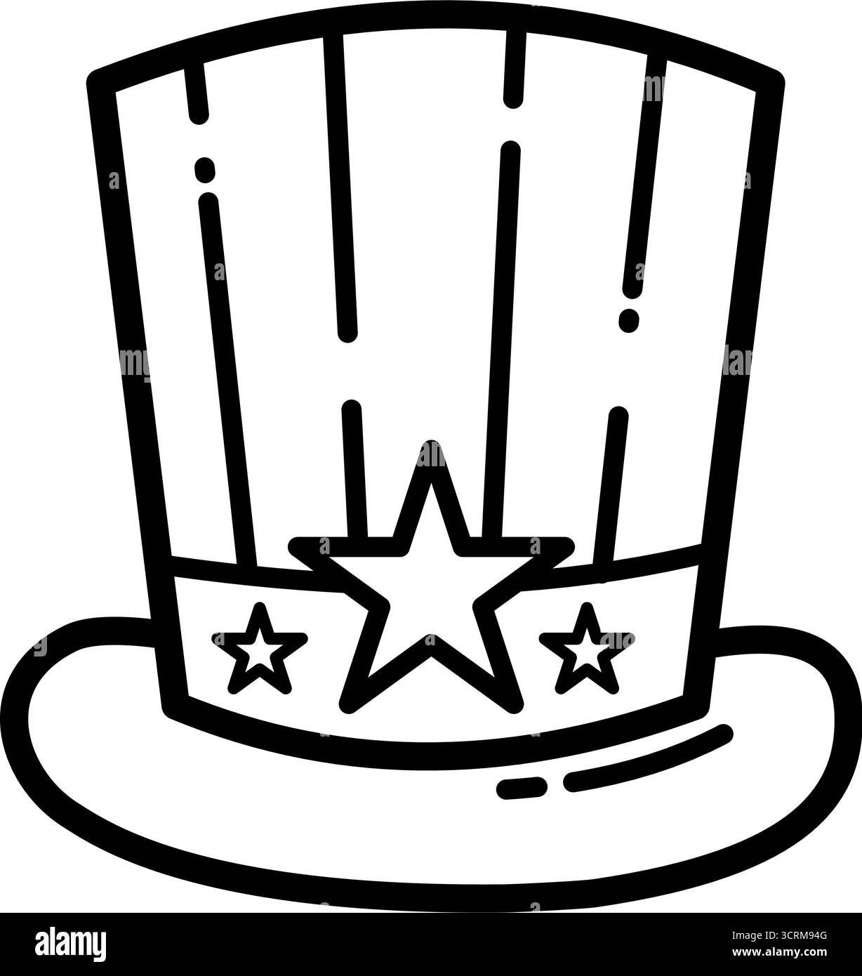 Amerikanischer Onkel sam Hut mit Sternen Linie Vektor Symbol Stock Vektor