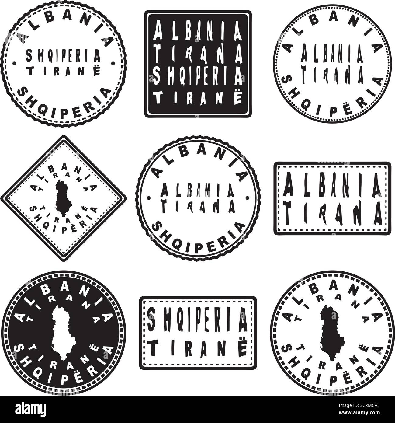 Albanien Tirana Rundsiegel Kartendesign Stock Vektor