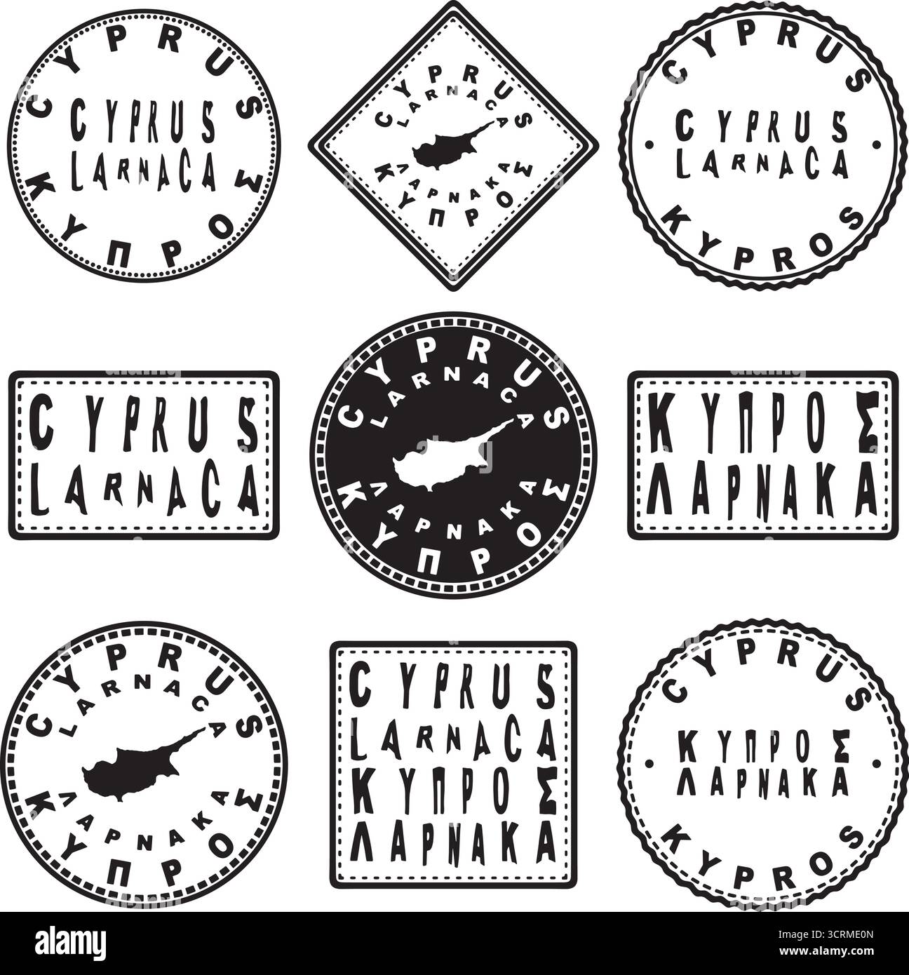 Zypern Larnaka Round Seal Map Design Stock Vektor