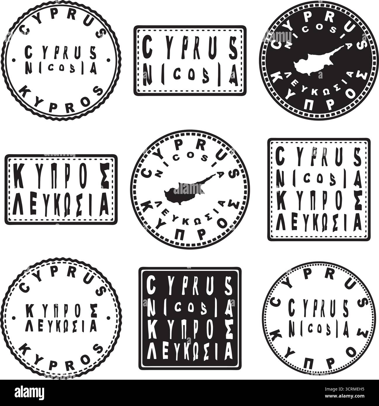 Zypern Nikosia Rundsiegel Kartendesign Stock Vektor