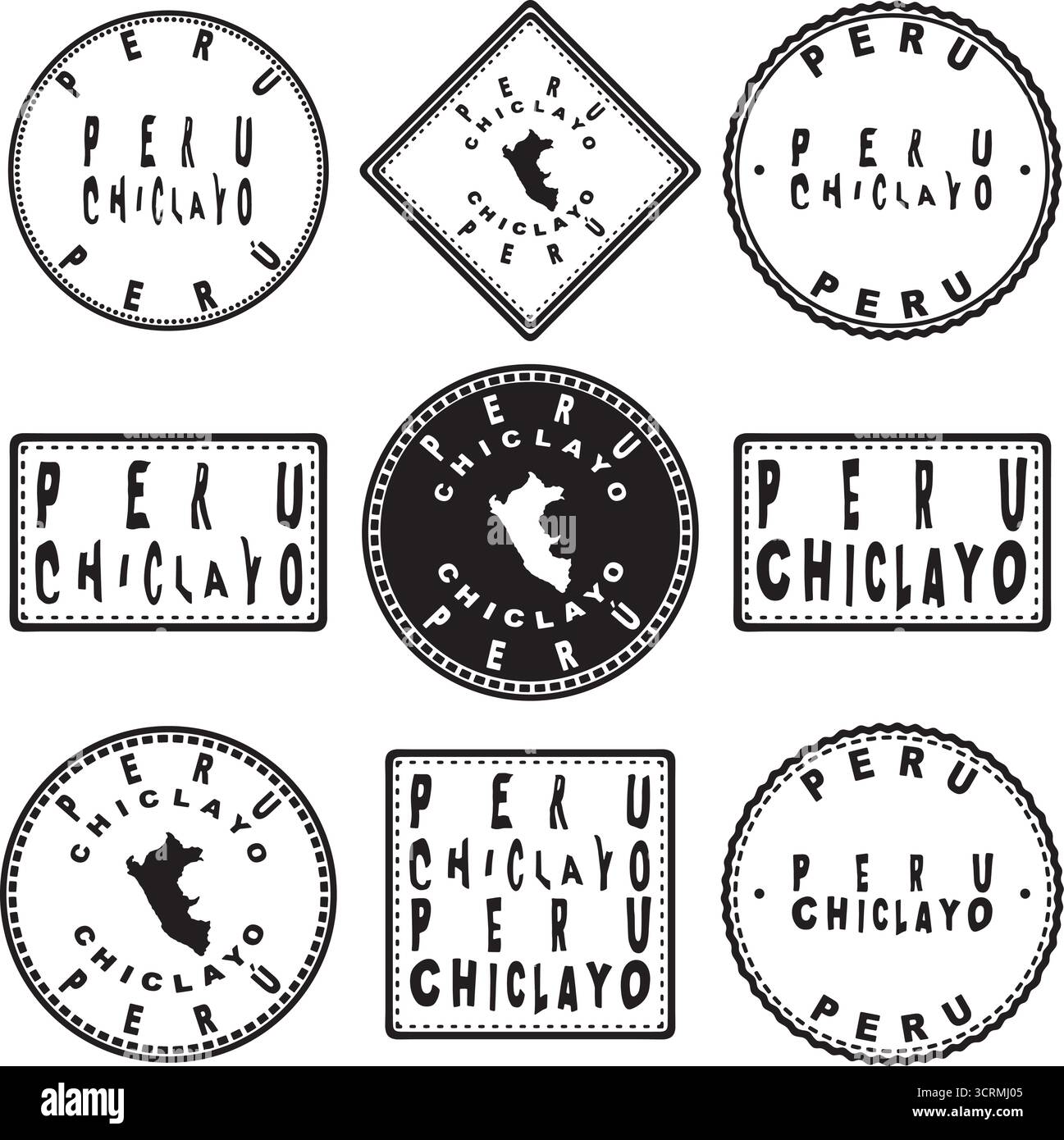 Peru Chiclayo Rundsiegel Kartendesign Stock Vektor