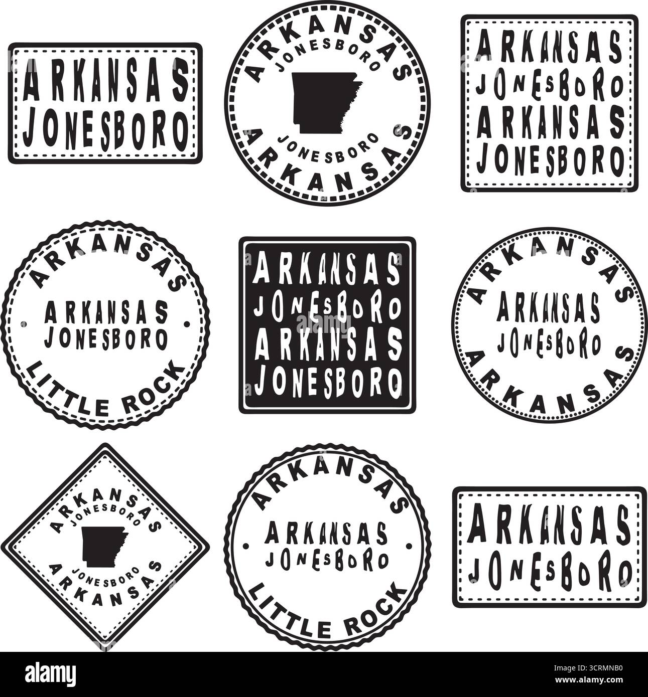 Arkansas Jonesboro Round Seal Map Design Stock Vektor