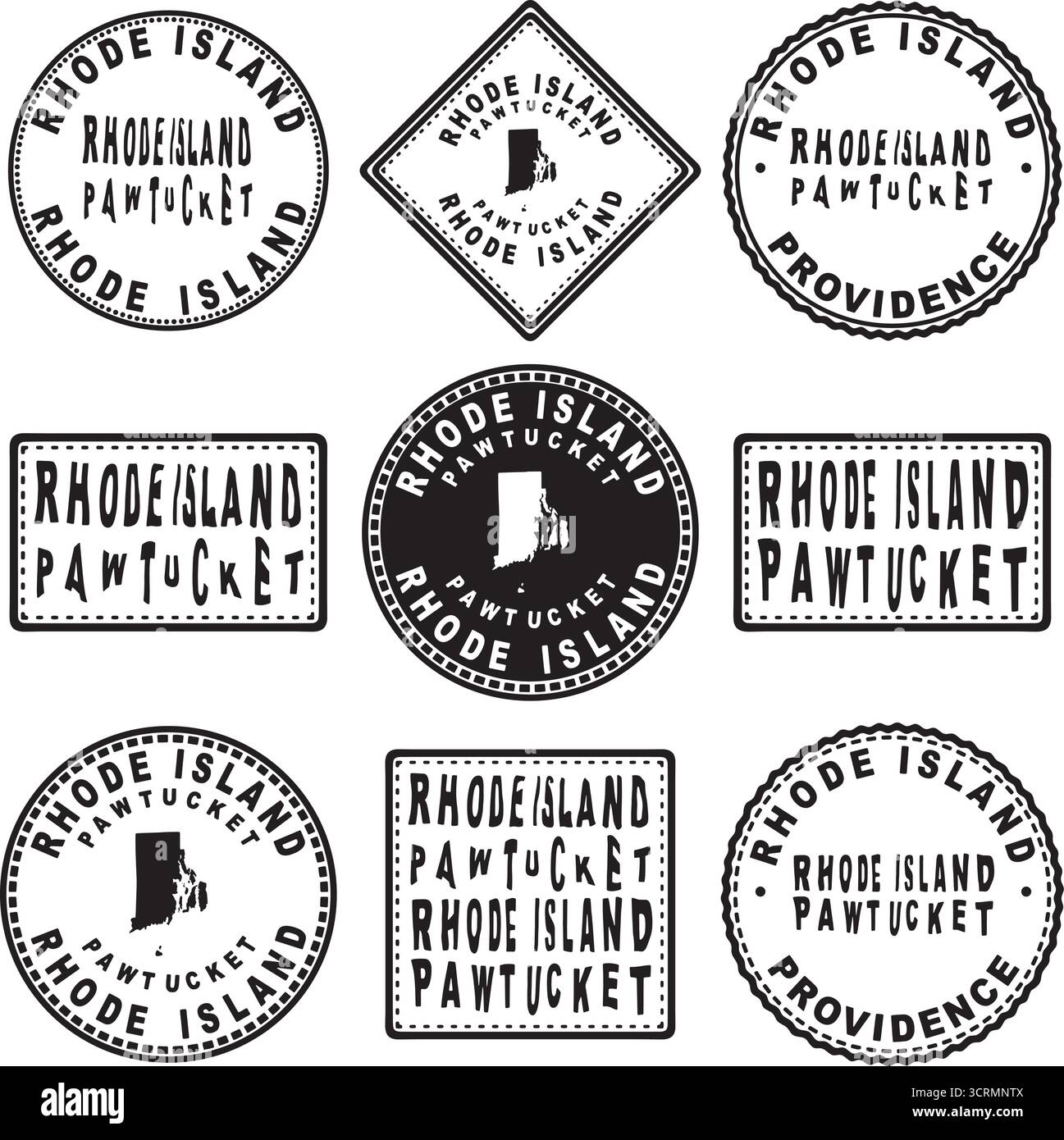 Rhode Island Pailtucket Round Seal Map Design Stock Vektor