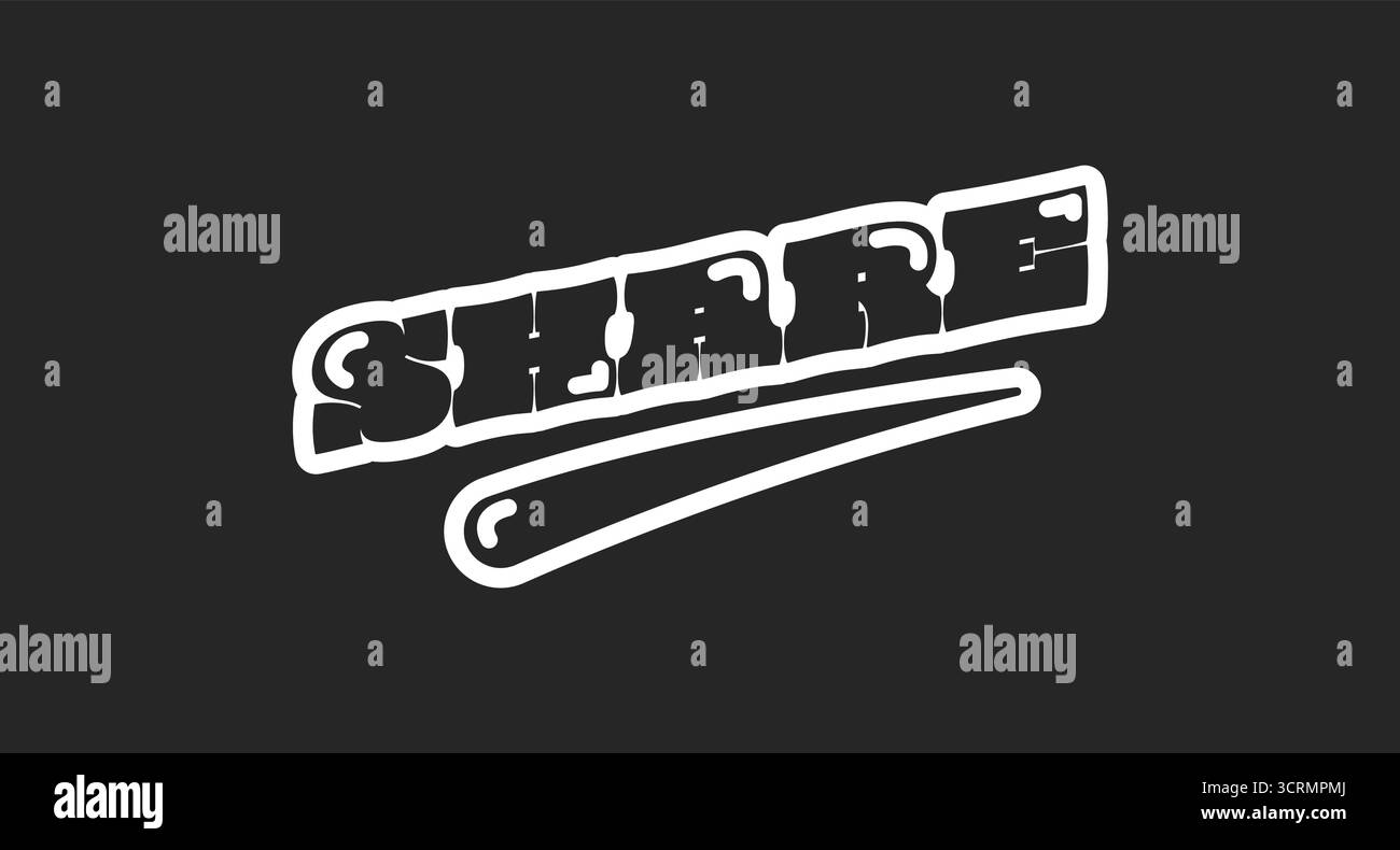 Share Retro Black Outline Social-Media-Taste Stock Vektor