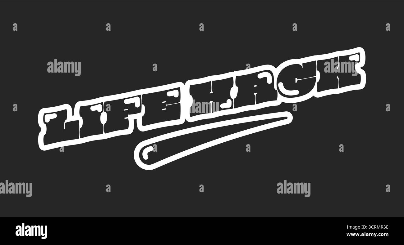 Life Hack Retro Black Outline Social Media Phrase Stock Vektor