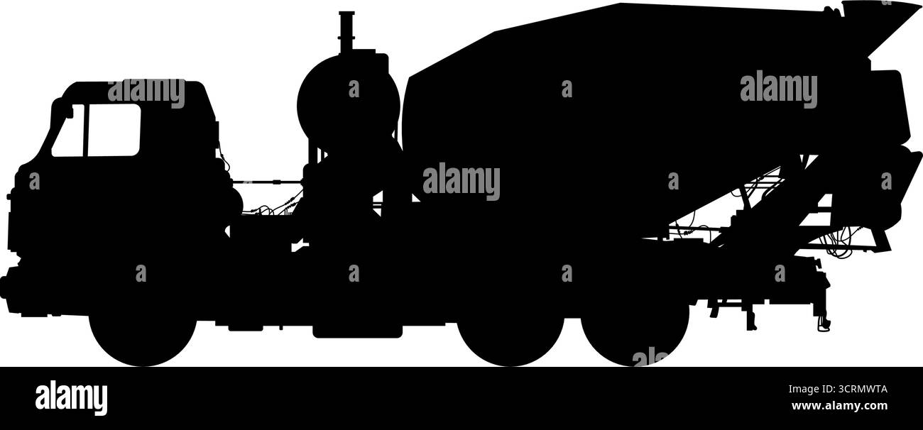 Betonmischer LKW-Silhouette für Baufahrzeuge Stock Vektor