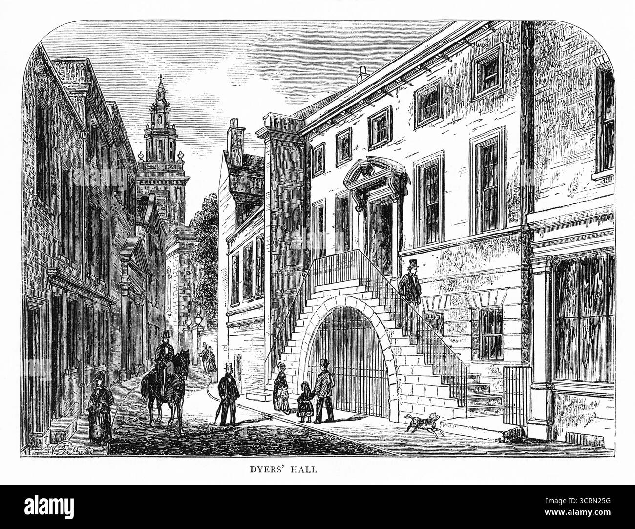 Ein Stich aus dem 19. Jahrhundert des Dyers Hall-Gebäudes in London Stockfoto