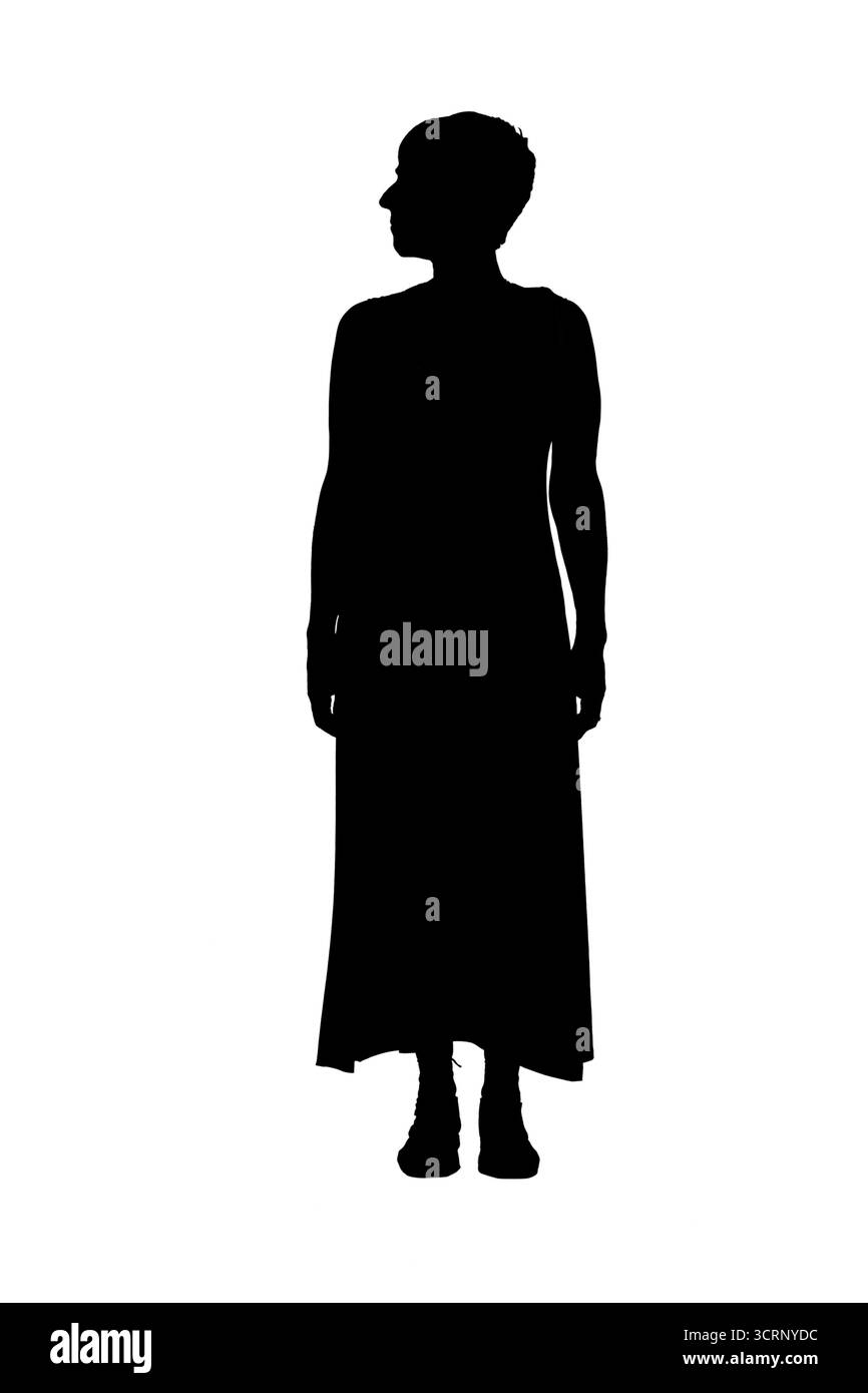 Silhouette der vollständigen Vorderansicht einer Frau mittleren Alters, die wegblickt Stockfoto
