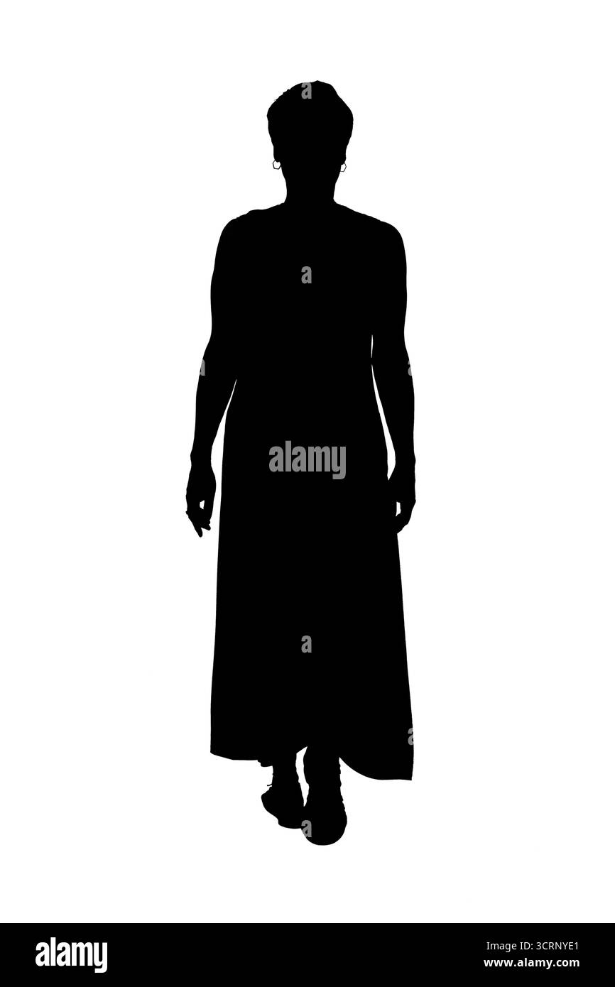 Silhouette der Rückansicht einer gehenden Frau mittleren Alters Stockfoto