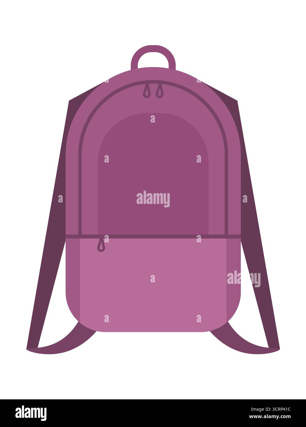 Lila Schulrucksack isoliert auf weißem Hintergrund. Zurück zur Schule. Bildungskonzept. Vektor nicht AI generiert Stockfoto