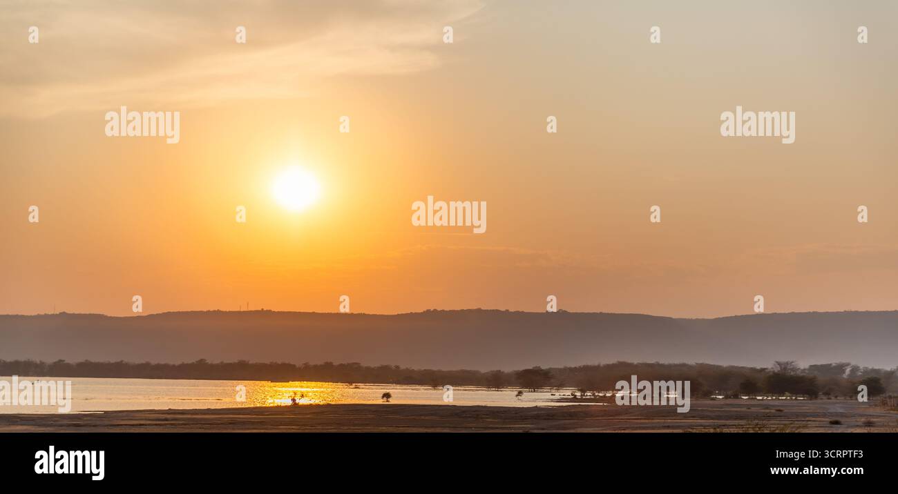 Sonnenuntergang über dem Lake Manyara, Tansania Stockfoto