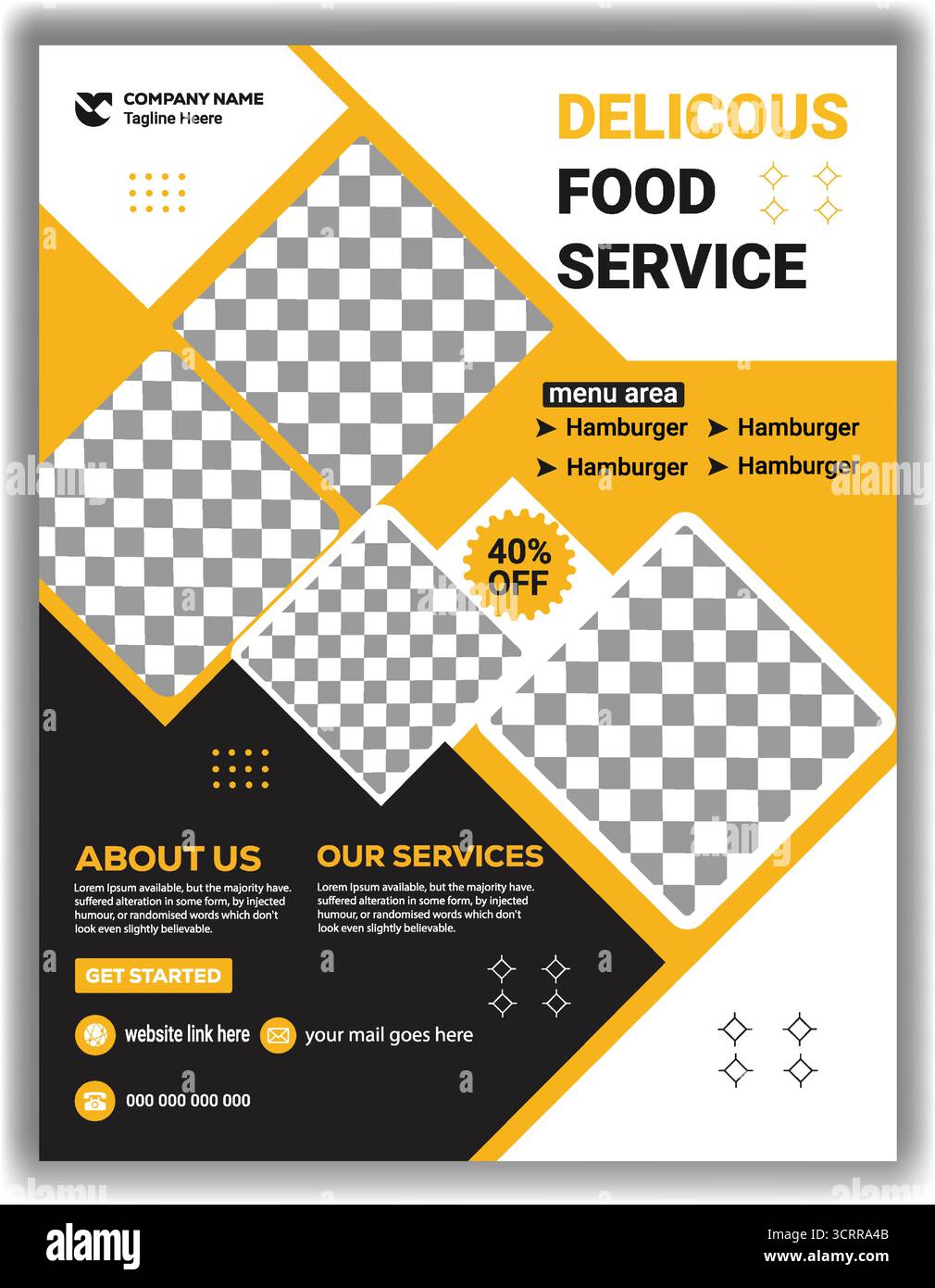 Professionelles Flyer Für Die Lebensmittellieferung Design-Restaurant-Menü-Werbeplakat Stock Vektor