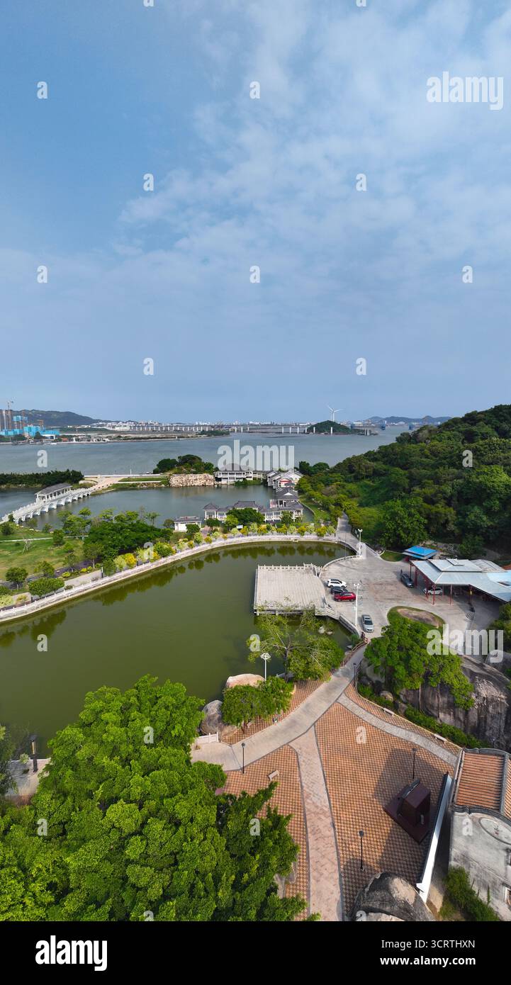 Luftaufnahmen des Luofenggangma Wetland Park im Ancient Village Fenggang, Haojiang District, Shantou City Stockfoto