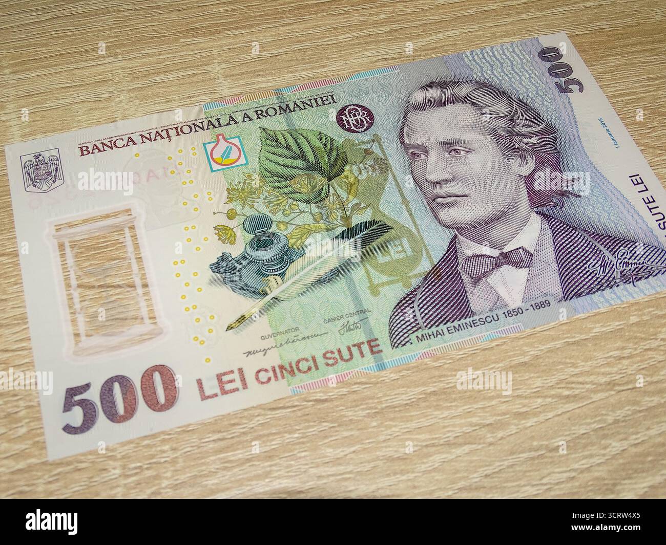 Banknote von 500 lei. Rumänisches Geld. Geld aus Rumänien Stockfoto