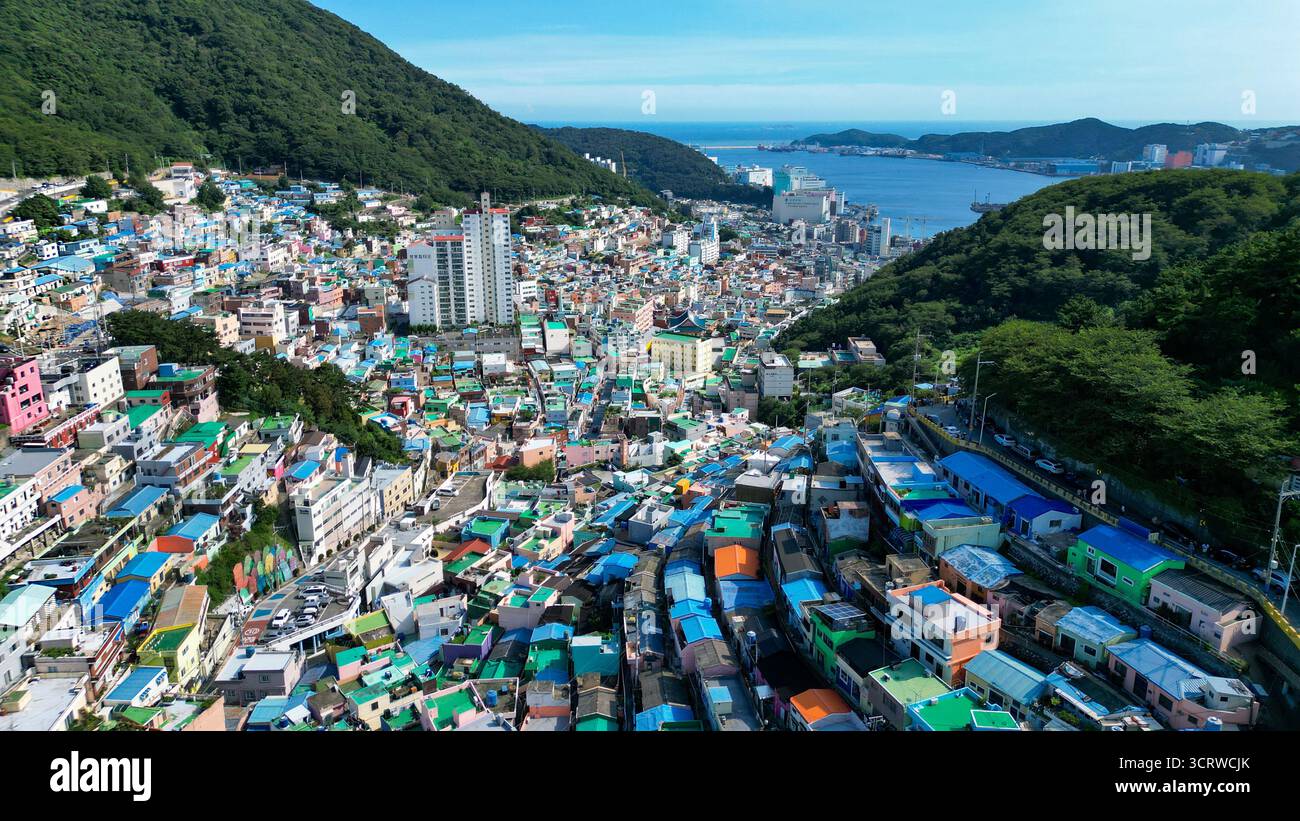 Gamcheon Culture Village in Busan, Südkorea, von oben gesehen Stockfoto