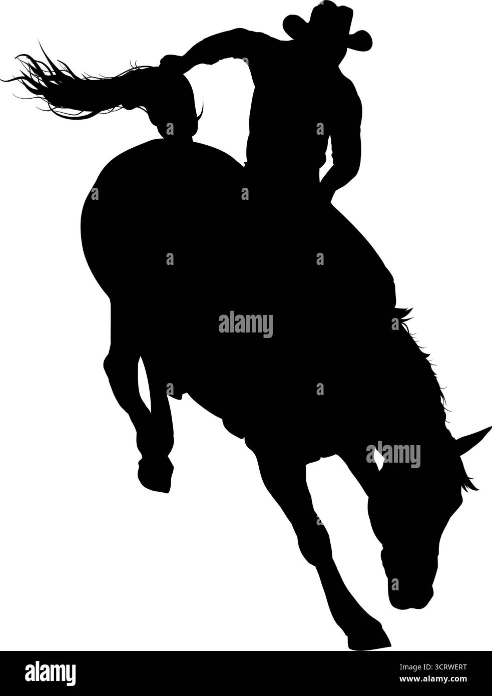 Cowboy reitet Pferd Mann auf Pferdeschleitersilhouette Stock Vektor