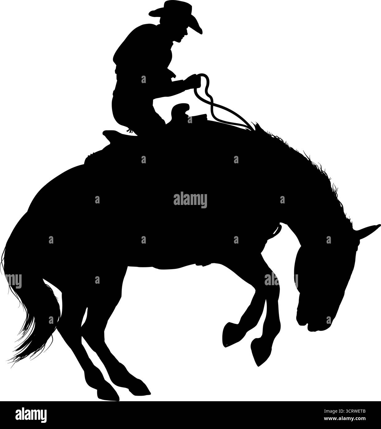 Cowboy reitet Pferd Mann auf Pferdeschleitersilhouette Stock Vektor