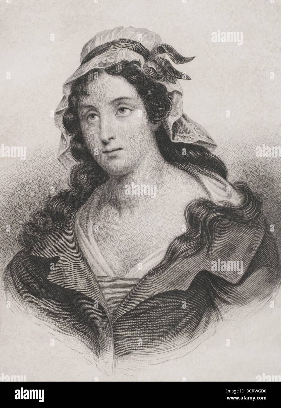 Charlotte Corday (Marie-Anne Charlotte de Corday d'Armont) (1768-1793). Französischer Revolutionär, Sympathisant der Girondins, die Jean-Paul Marat (1743–1793) am 13. Juli 1793 ermordet haben. Hochformat. Gravur. Histoire de la Révolution Francaise (Geschichte der Französischen Revolution), von M. A. Thiers. Band IV. Paris, Furne et Cie, 1845. Stockfoto