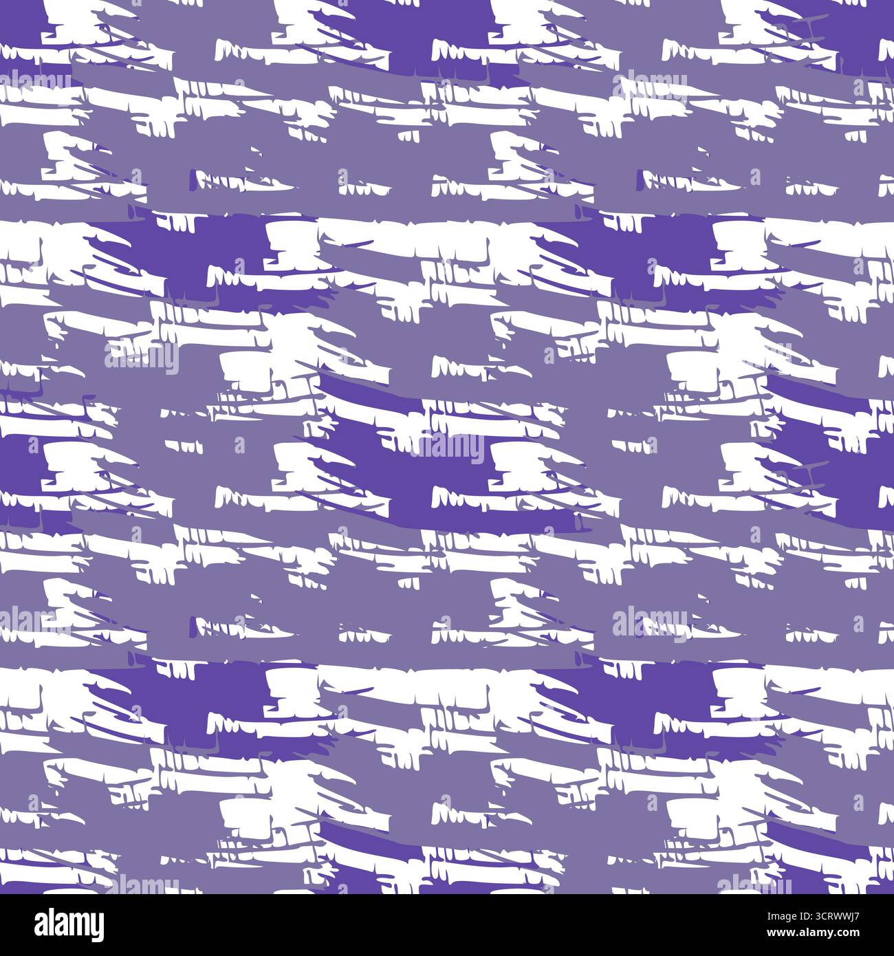 Nahtloses Vektormuster abstrakter lila und grauer Pinselstriche auf weißem Hintergrund, das ein Gefühl dynamischer Textur und modernem Design weckt. Stock Vektor