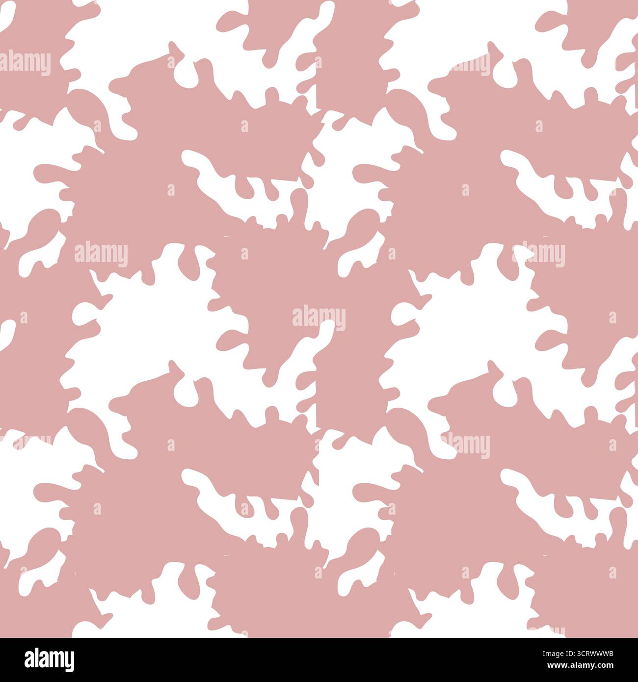 Nahtloses Vektormuster aus organischen, fließenden rosa Blobs vor einem sauberen weißen Hintergrund, das ein Gefühl organischer Abstraktion und modernem Design weckt. Stock Vektor