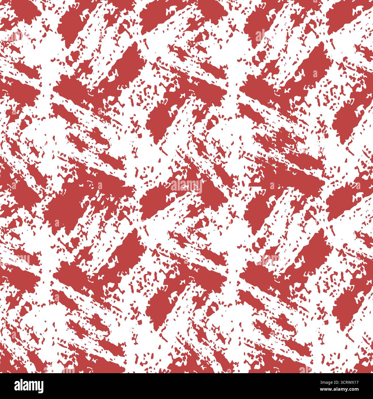 Nahtloses Vektormuster abstrakter roter Tintenspritzer und organischer Formen auf weißem Hintergrund, das ein Gefühl dynamischer Bewegung und Textur hervorruft. Stock Vektor