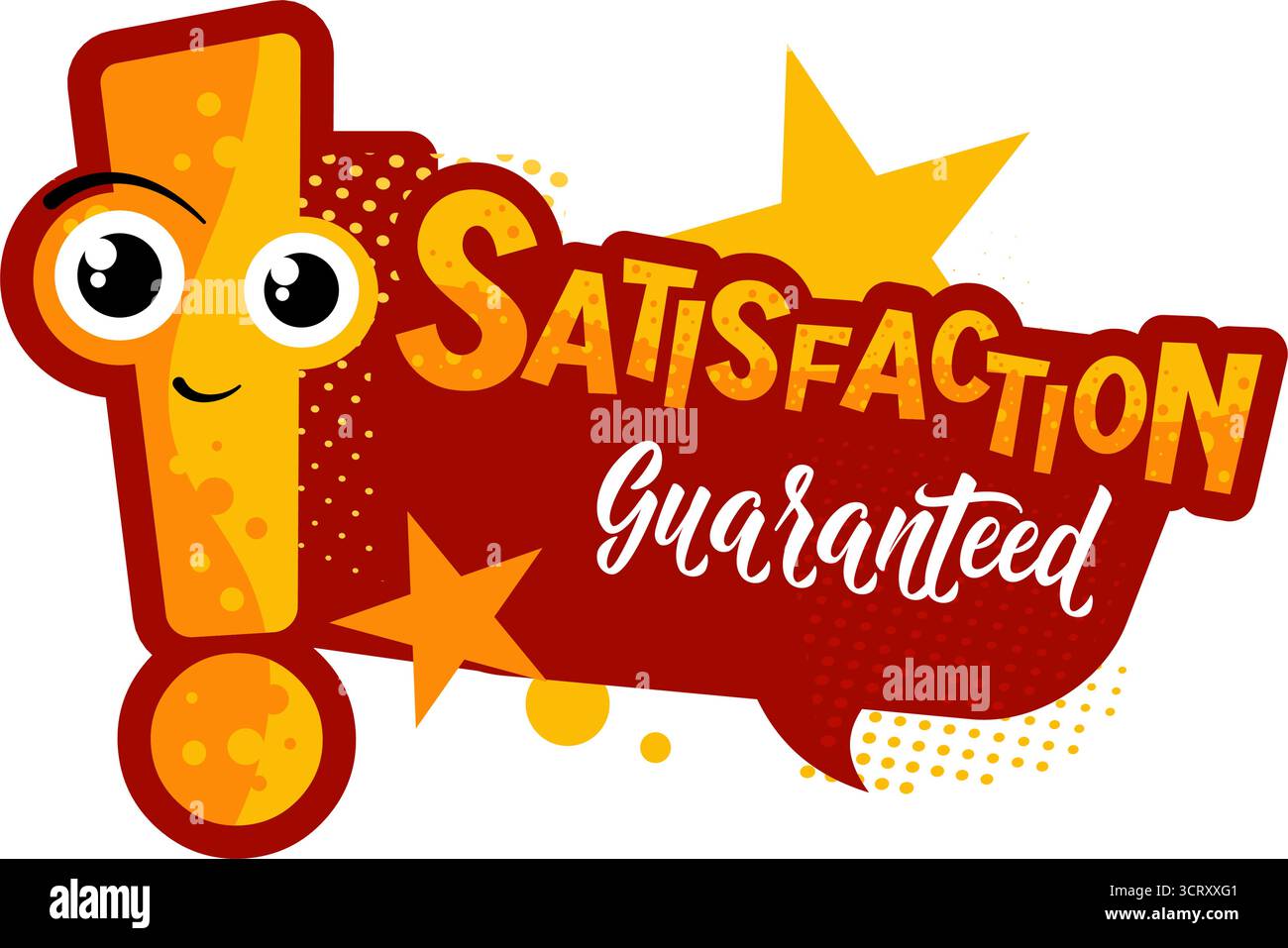 Pop-Art-Aufkleber mit garantierter Zufriedenheit Stock Vektor