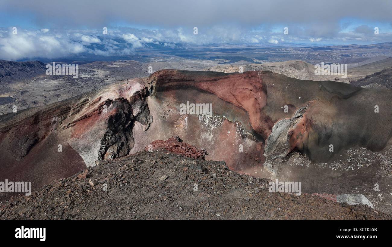 Dies ist der Rote Krater des Tongariro-Nationalparks. Stockfoto