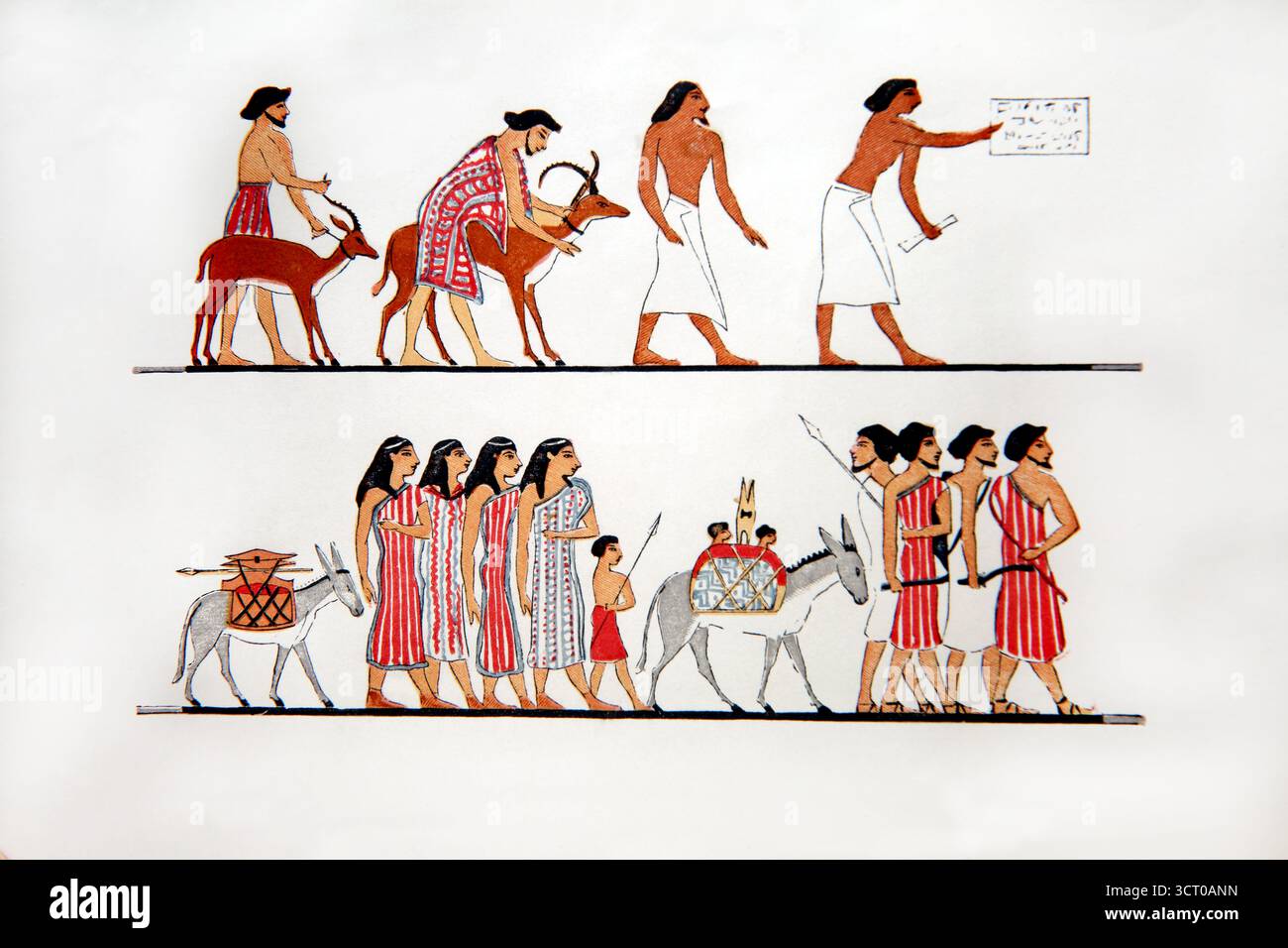 Illustration der Ankunft asiatischer Ausländer in Ägypten aus dem Grab von Khnumhotep II. In Beni Hasan in Ägypten 19. Jahrhundert Stockfoto