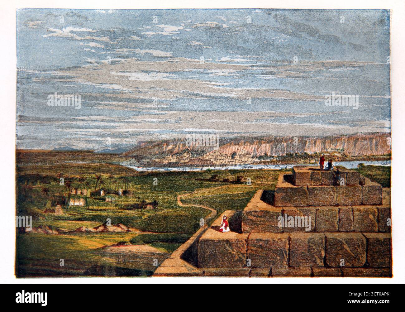 Handgemalte Illustration des Landes Goshen, in dem sich die Israeliten während der Zeit Josephs 19. Jahrhundert in Ägypten niederließen Stockfoto